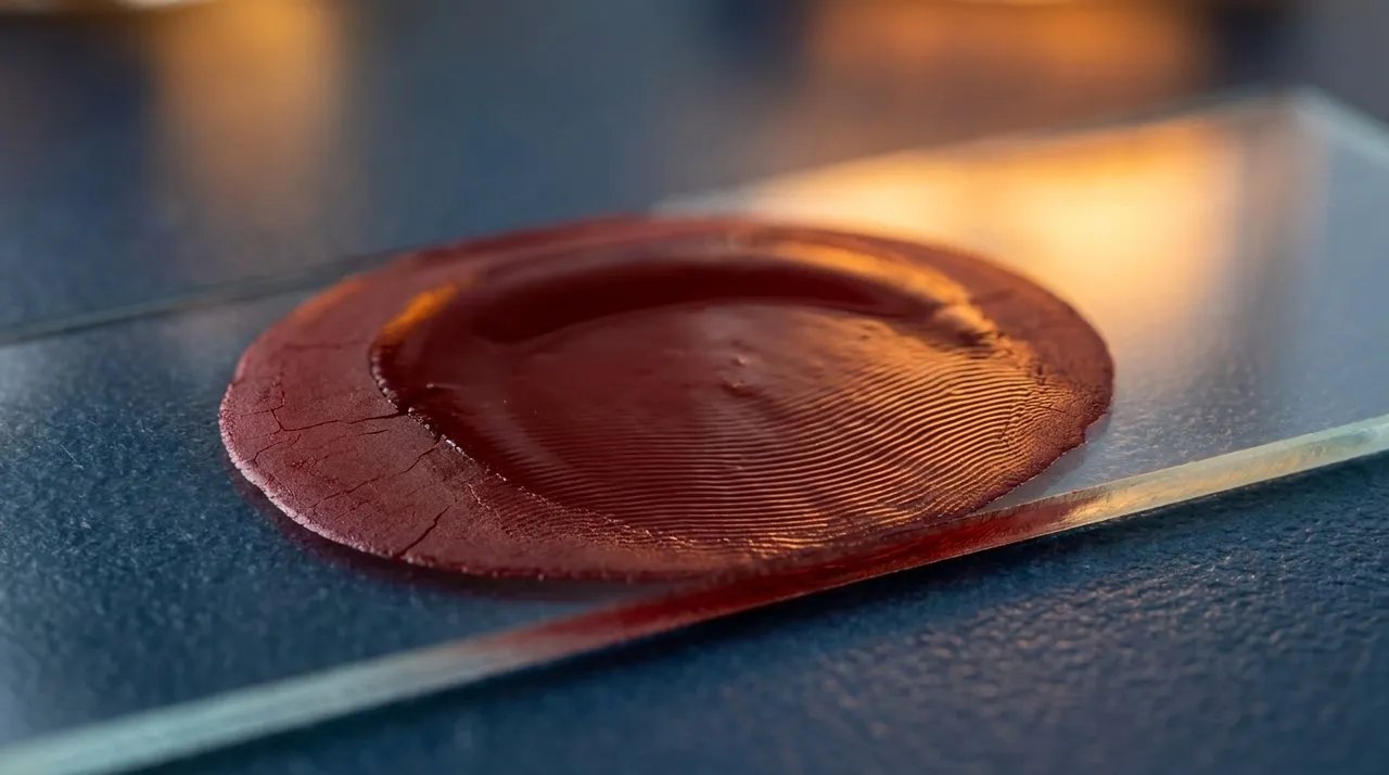 Red on a glass slide